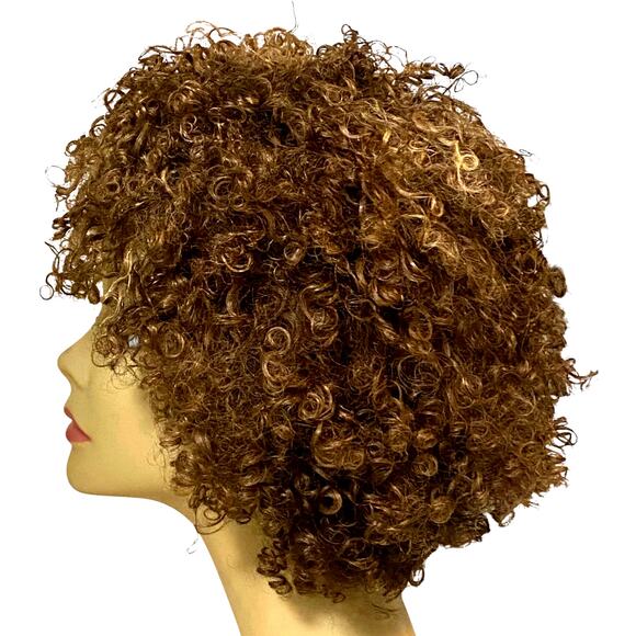 100% Human Hair Wig Kinky Curly Katrina Brown Frost for Women Average Size NWT - Picture 7 of 10